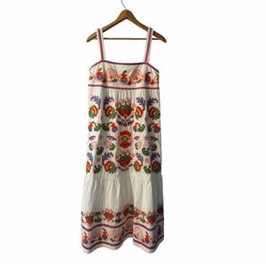 J Marie Landon Embroidered Midi Dress Medium Boho Floral NWT $238